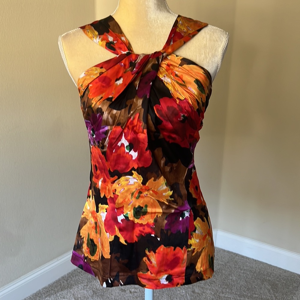 Cache floral silk top, sz S